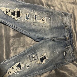 Men's Distressed Blue Jeans